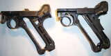 GER: Links: Griffstück Pistole 08 (P08)
Rechts: Griffstück Pistole 08, Schweiz. Modifikation