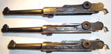GER: Oben: Schlitten und Verschluss Pistole 1900/06 W+F (Pistole 06/24)
Mitte: Schlitten und Verschluss Pistole 08, Schweiz. Modifikation
Unten: Schlitten und Verschluss Pistole 08 (P08)